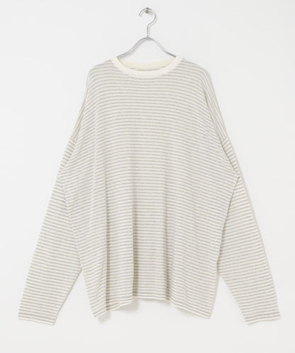 透紗條紋寬鬆針織上衣