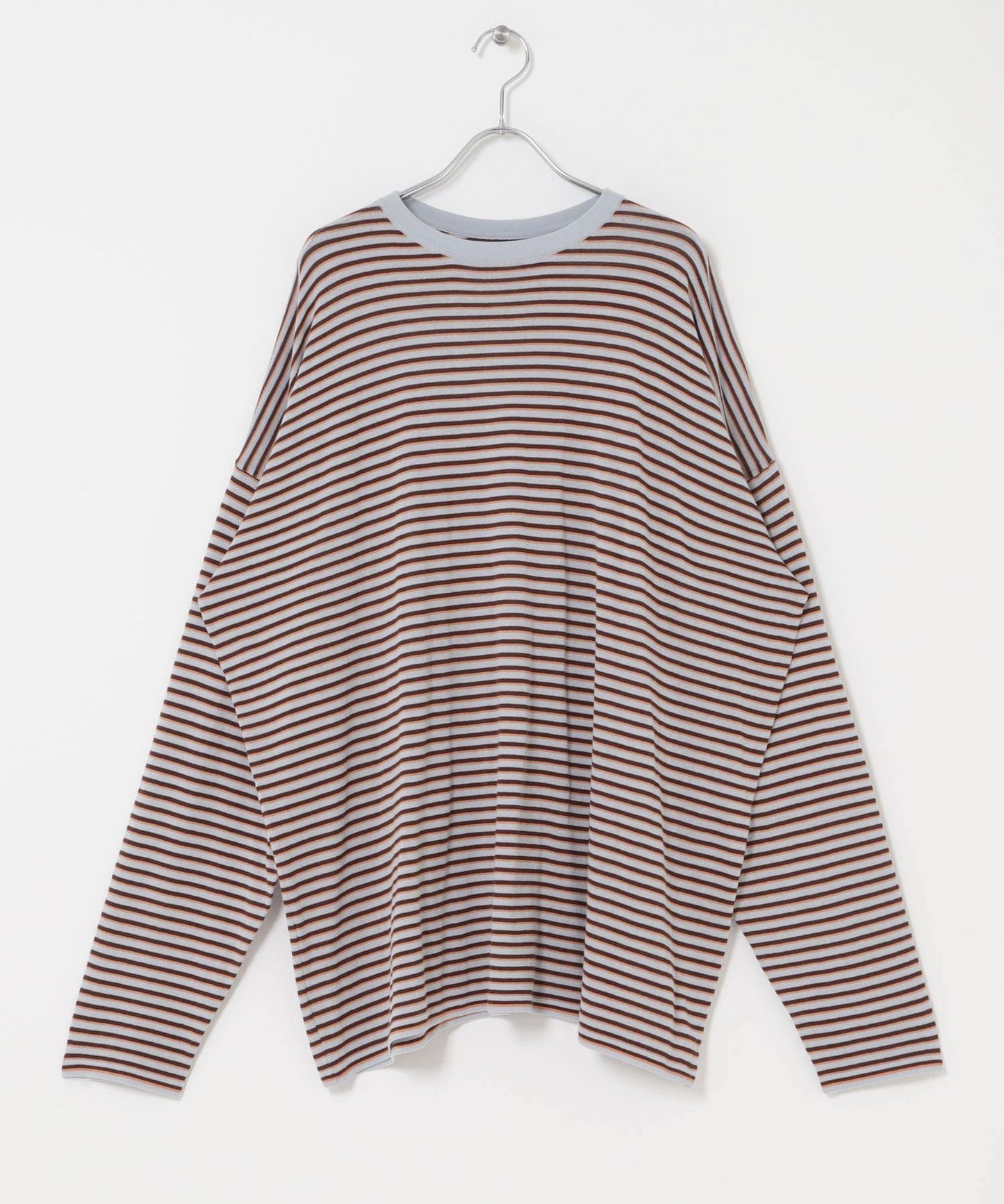 透紗條紋寬鬆針織上衣