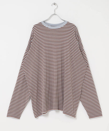 透紗條紋寬鬆針織上衣