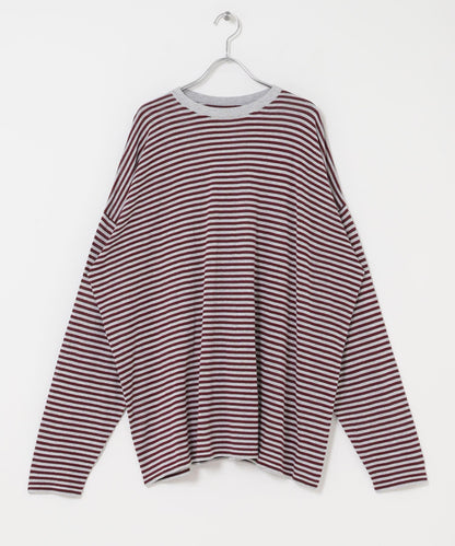 透紗條紋寬鬆針織上衣