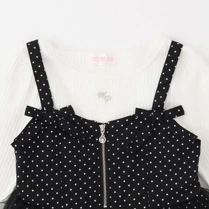 揹帶裙長袖T恤套裝