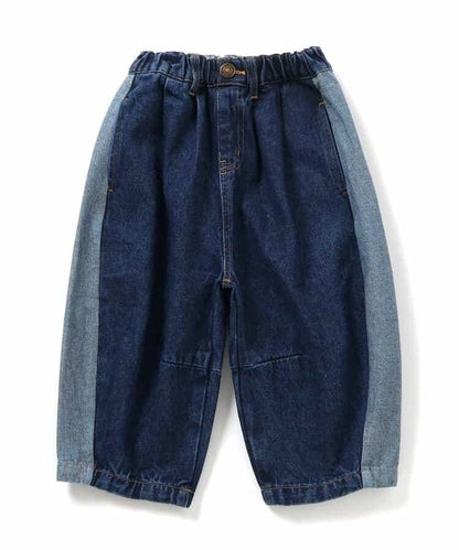 側邊條紋 闊腿 牛仔 全長款 牛仔褲