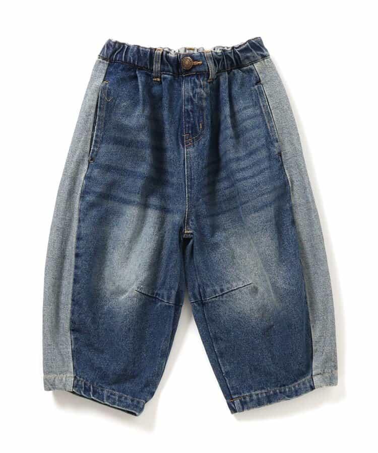 側邊條紋 闊腿 牛仔 全長款 牛仔褲