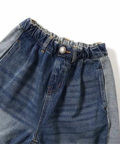 側邊條紋 闊腿 牛仔 全長款 牛仔褲