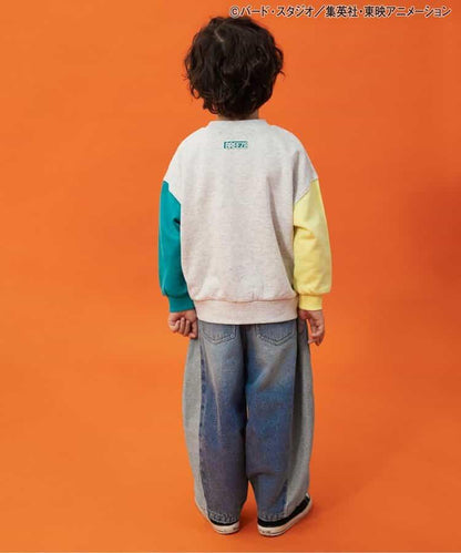 側邊條紋 闊腿 牛仔 全長款 牛仔褲