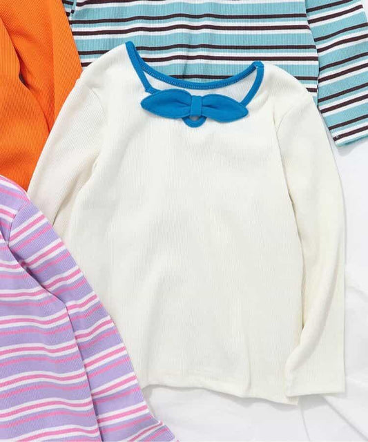 前後兩穿 蝴蝶結 羅紋 T恤