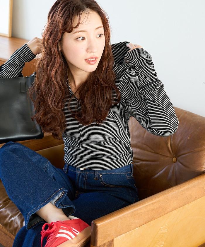 條紋連帽長袖T恤