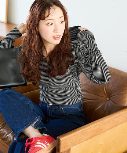 條紋連帽長袖T恤