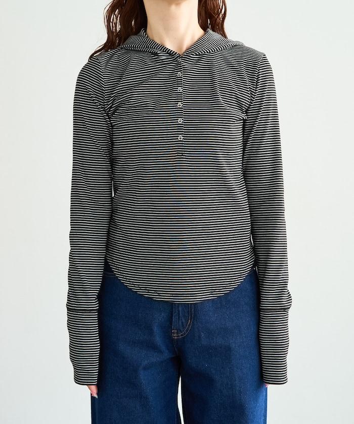 條紋連帽長袖T恤