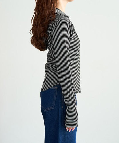 條紋連帽長袖T恤