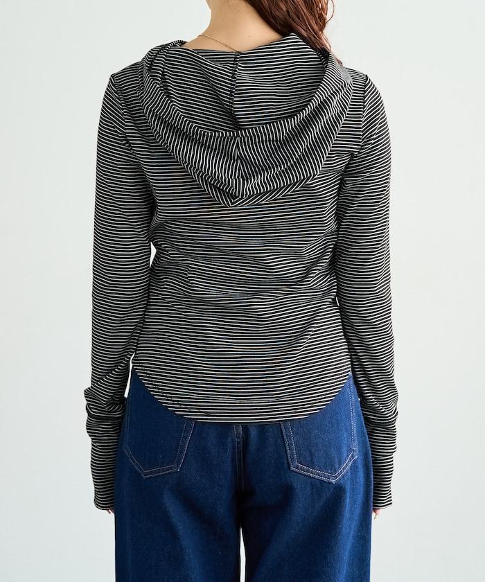 條紋連帽長袖T恤