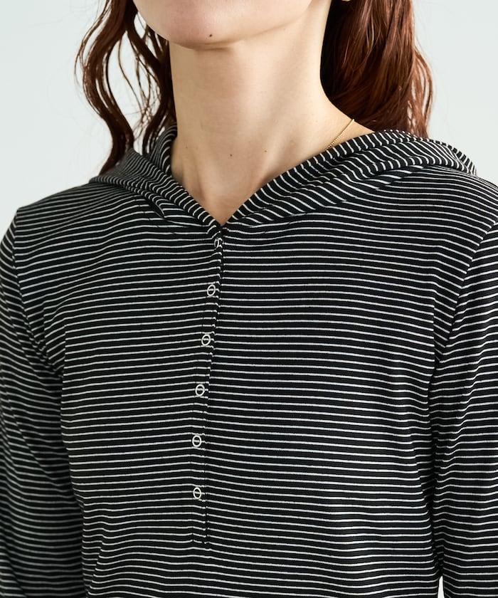 條紋連帽長袖T恤