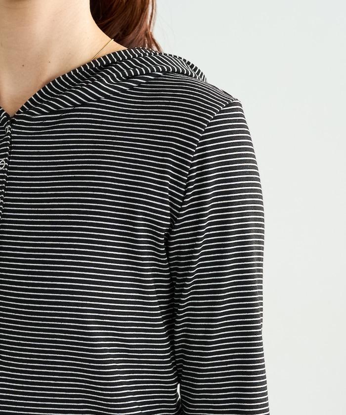 條紋連帽長袖T恤