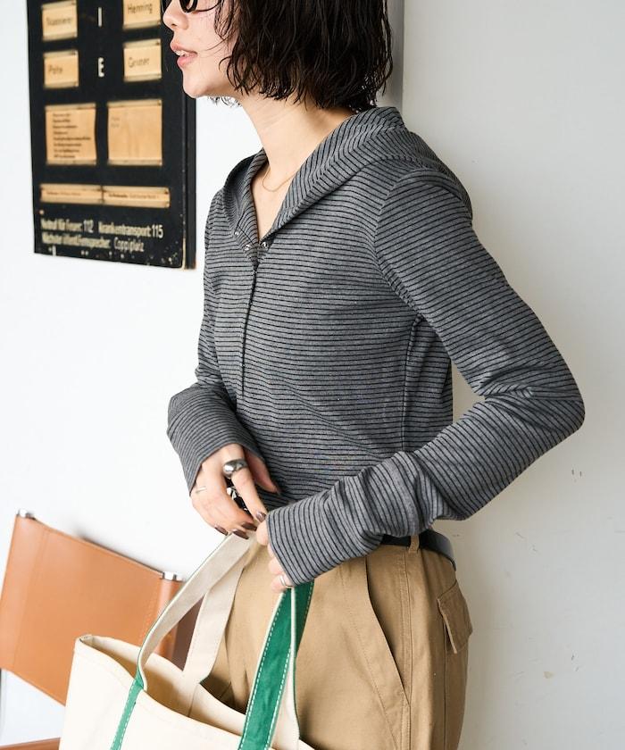 條紋連帽長袖T恤