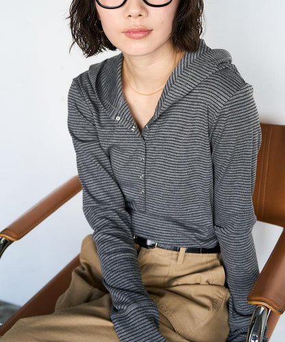 條紋連帽長袖T恤