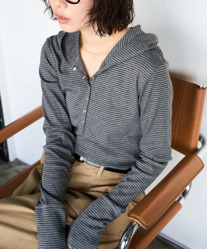 條紋連帽長袖T恤