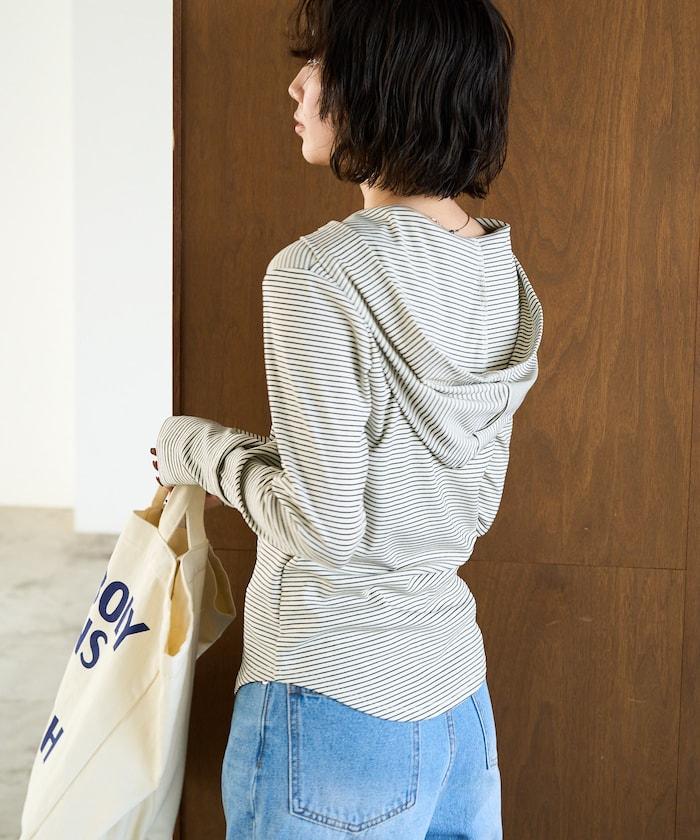 條紋連帽長袖T恤