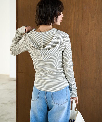 條紋連帽長袖T恤