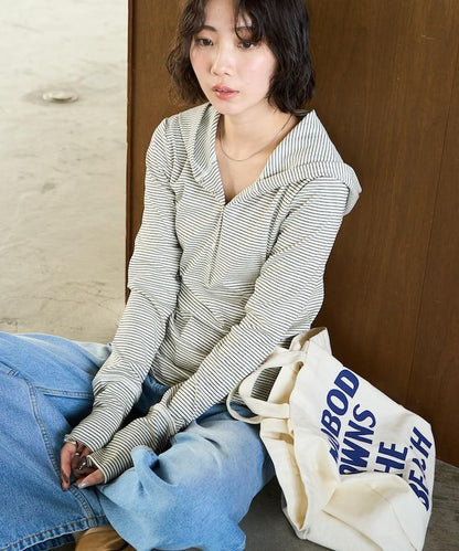 條紋連帽長袖T恤