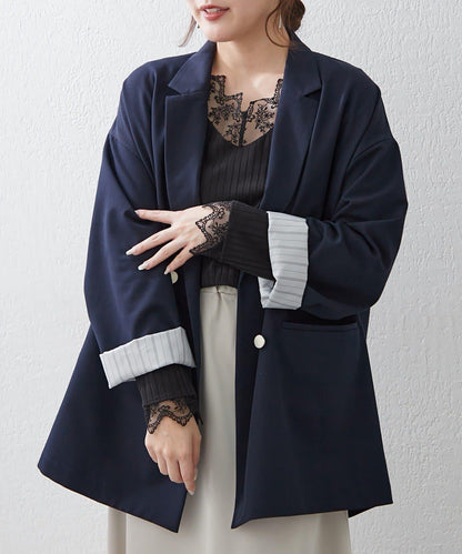 基礎款 羅紋 V字蕾絲 長袖套頭上衣