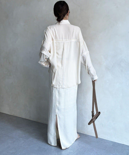 異材質拼接 織帶裝飾 襯衫