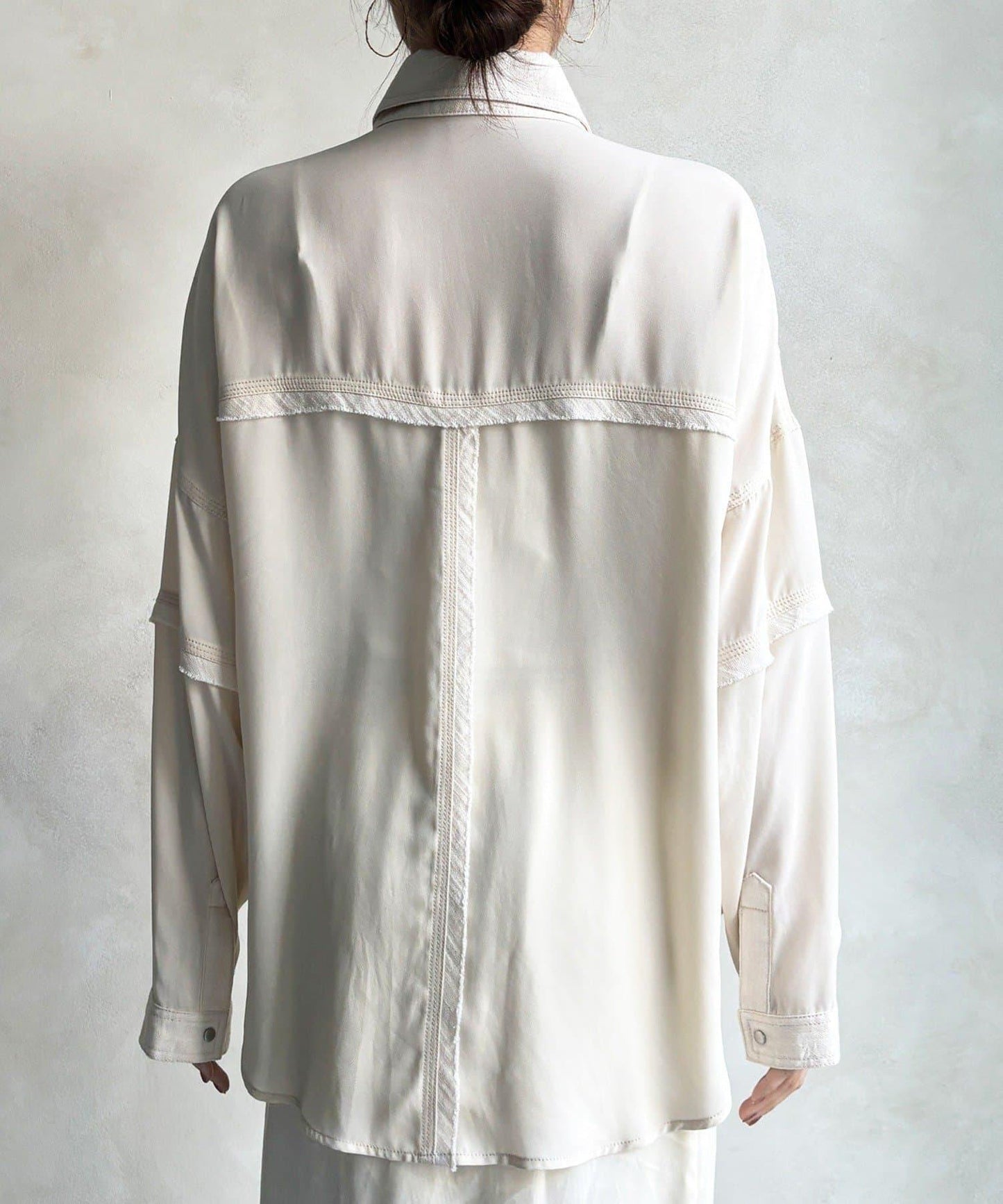 異材質拼接 織帶裝飾 襯衫