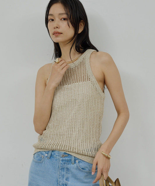 亮絲網眼 美背無袖 針織背心