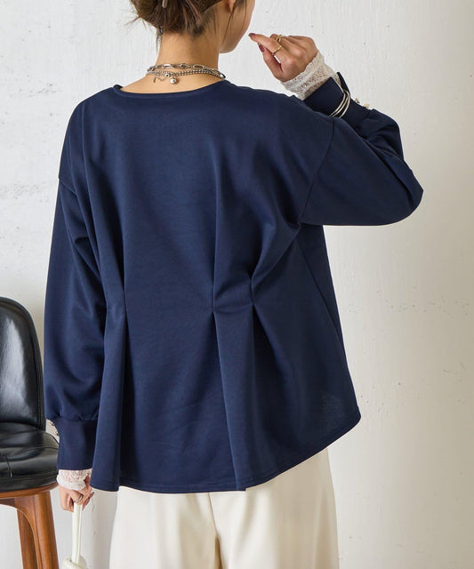 後背打褶套頭上衣