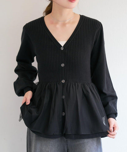 網紗疊層設計 針織開衫 B款