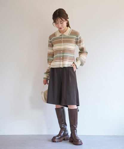 B 多色條紋 針織襯衫
