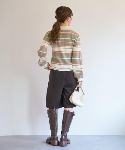 B 多色條紋 針織襯衫