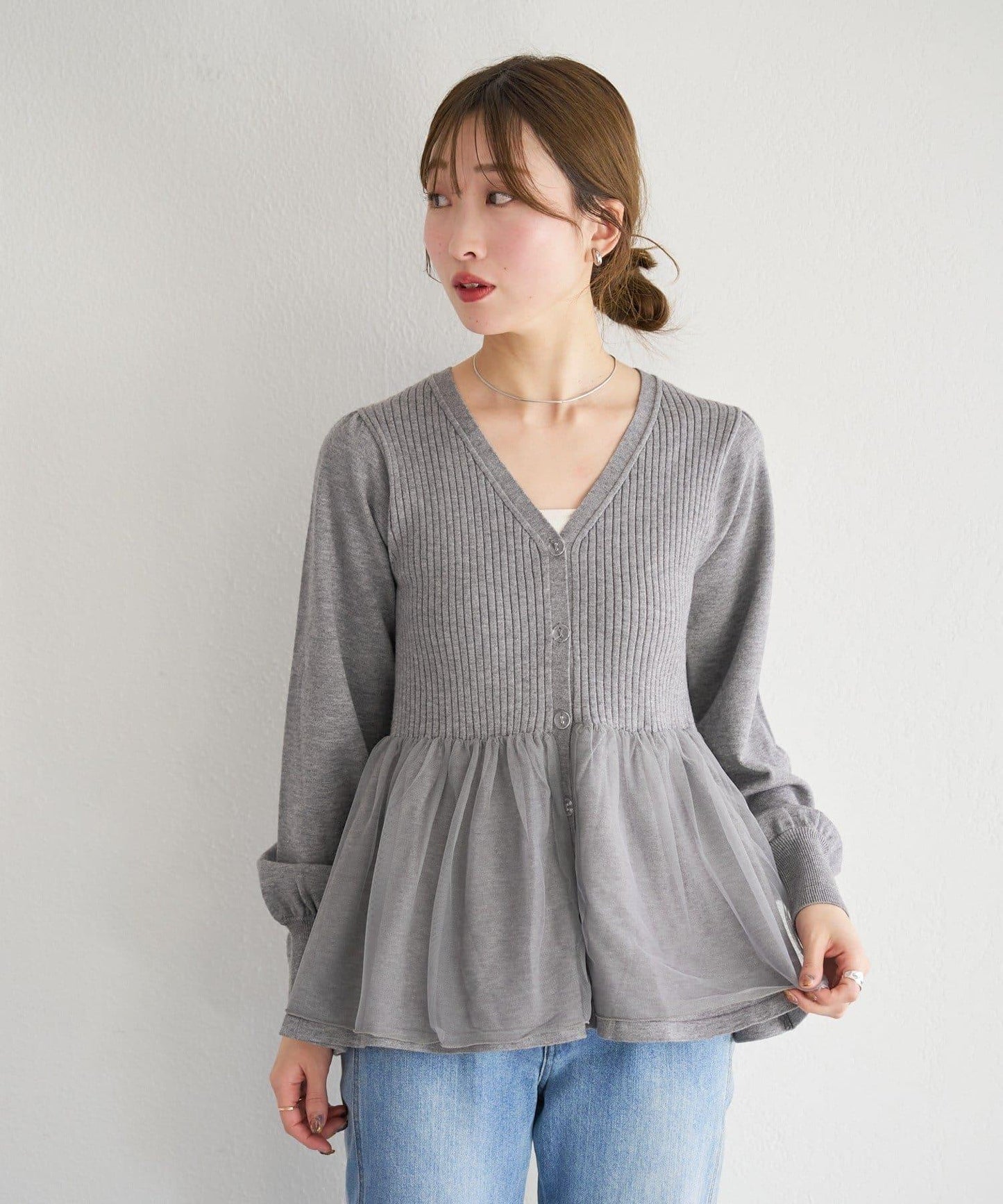 網紗疊層設計 針織開衫 B款