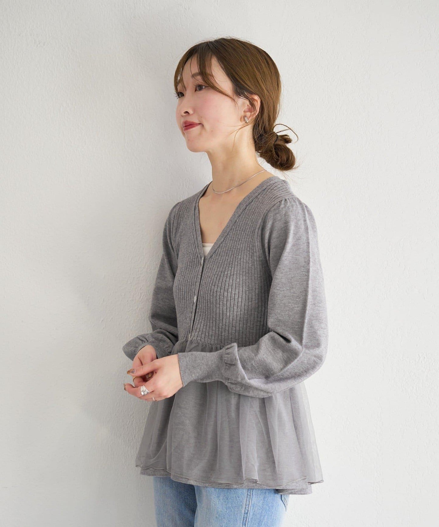 網紗疊層設計 針織開衫 B款