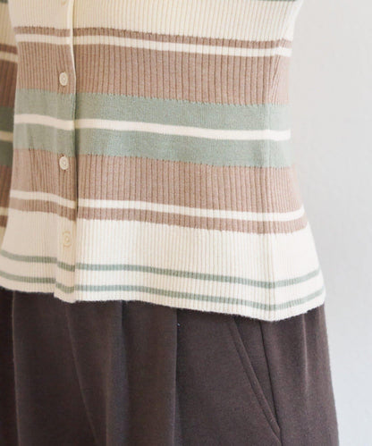 B 多色條紋 針織襯衫
