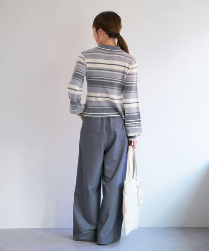 B 多色條紋 針織襯衫