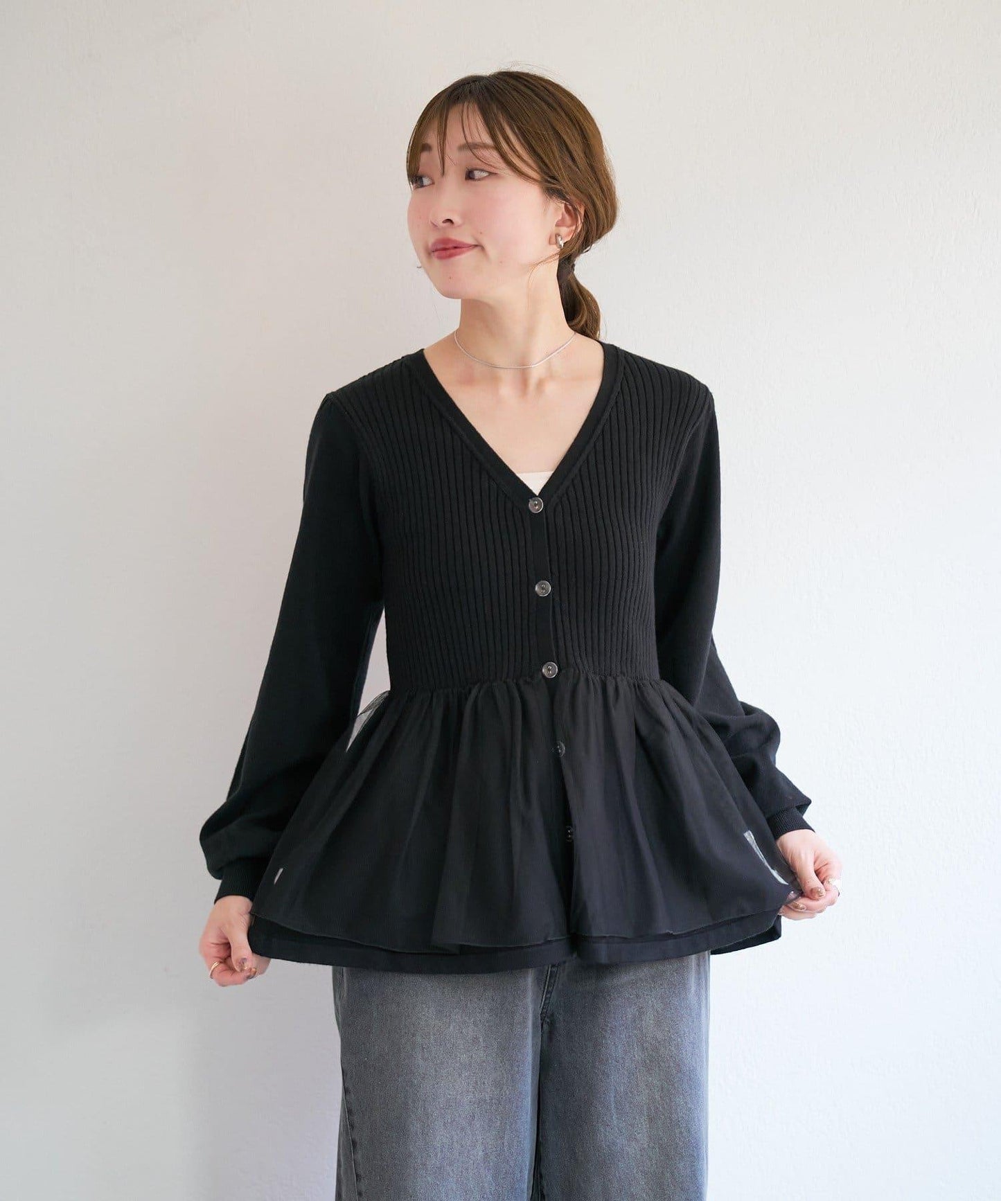 網紗疊層設計 針織開衫 B款