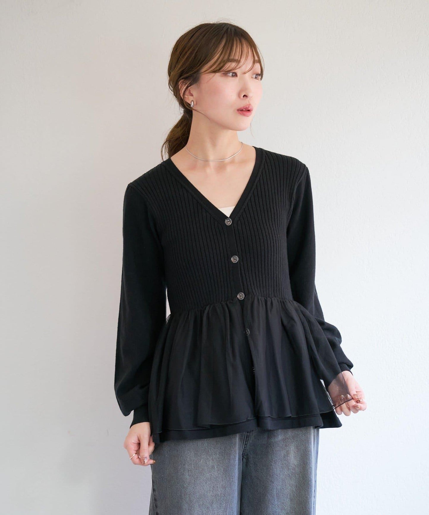 網紗疊層設計 針織開衫 B款