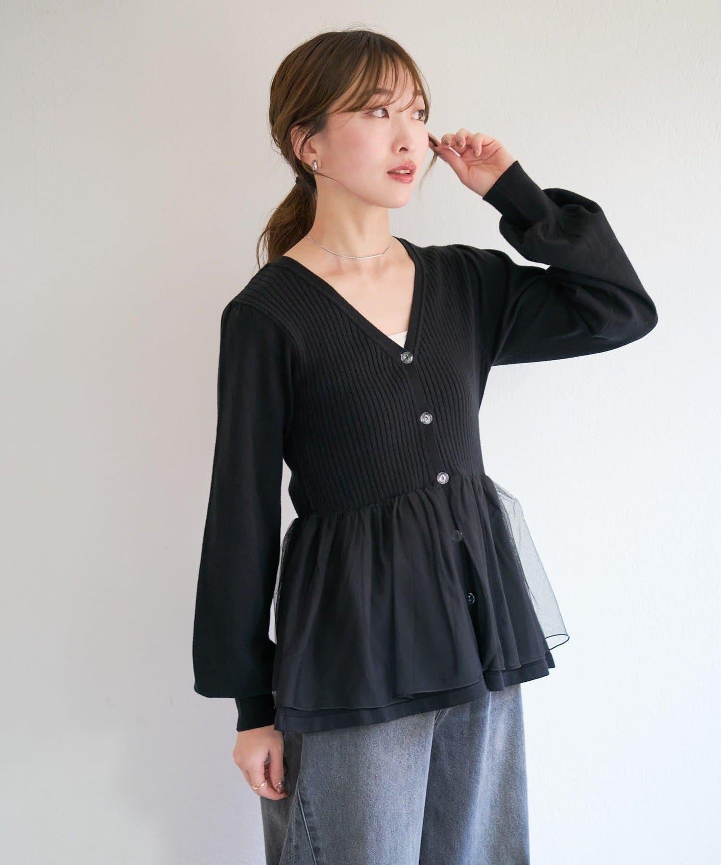 網紗疊層設計 針織開衫 B款