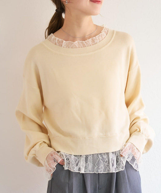 蕾絲拼接 針織上衣 B款