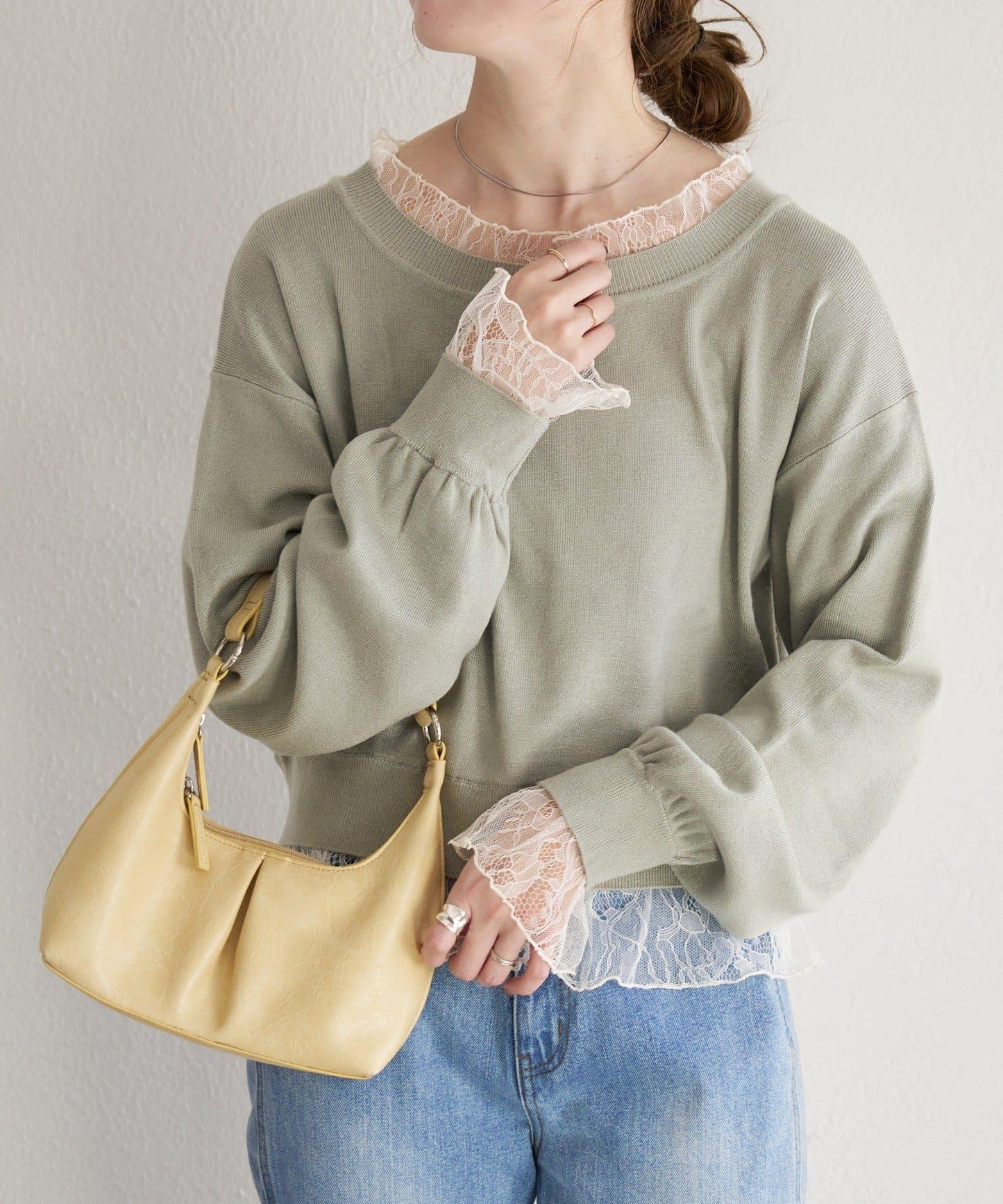 蕾絲拼接 針織上衣 B款