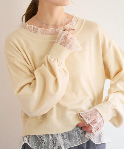 蕾絲拼接 針織上衣 B款