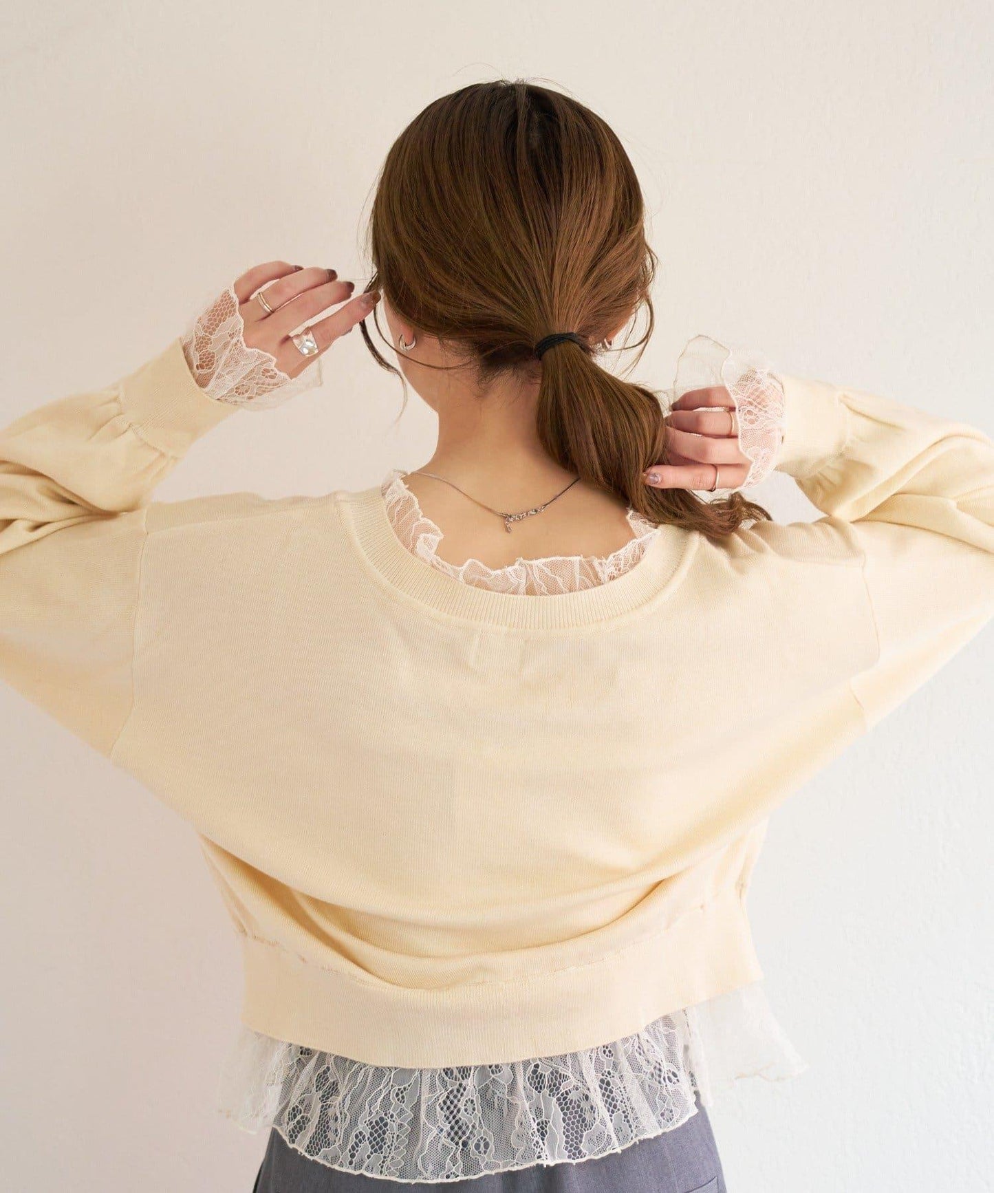 蕾絲拼接 針織上衣 B款
