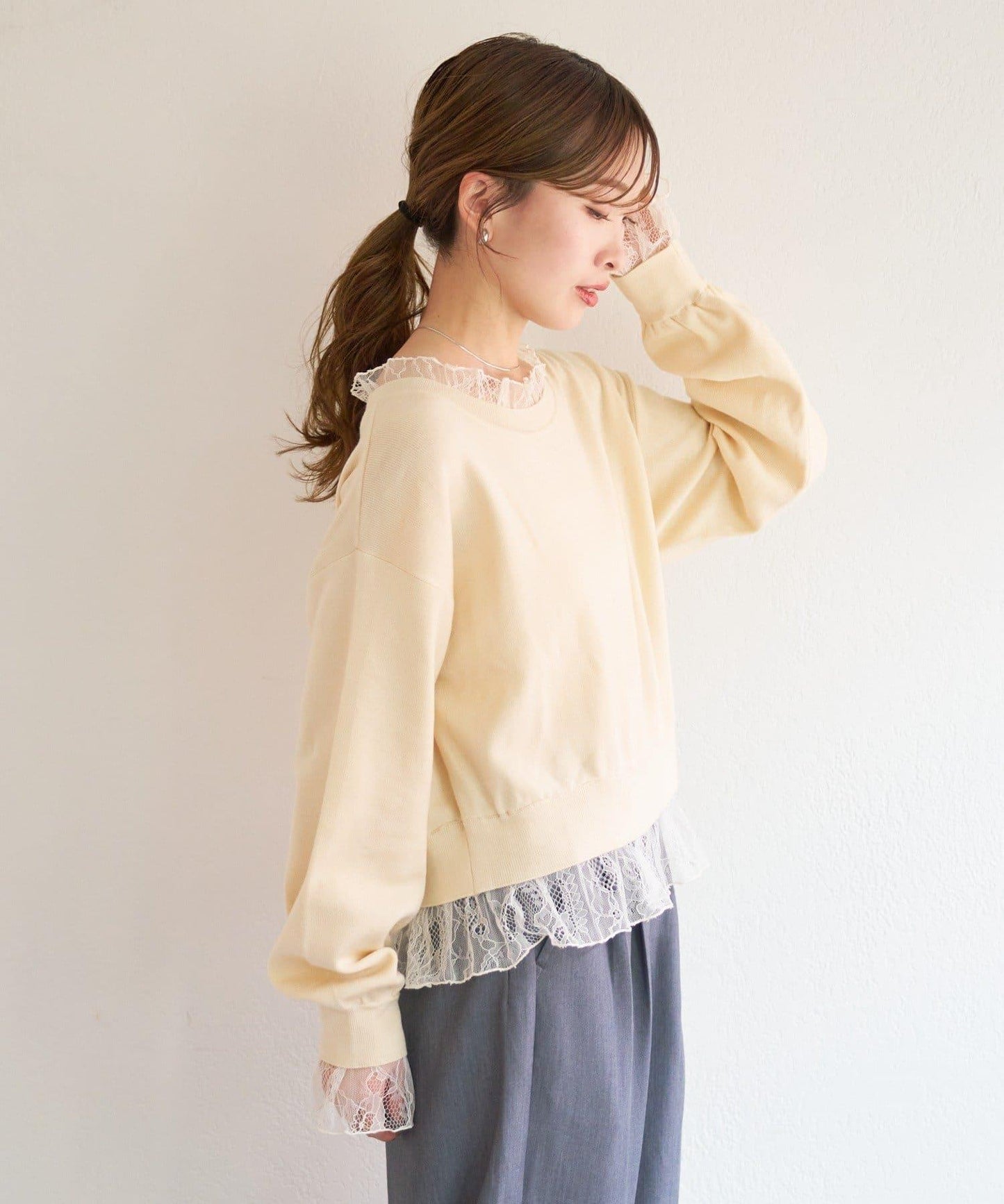 蕾絲拼接 針織上衣 B款