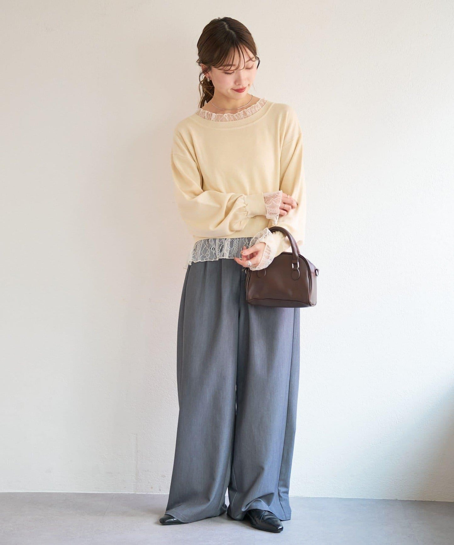 蕾絲拼接 針織上衣 B款