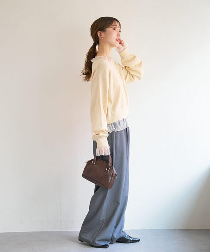 蕾絲拼接 針織上衣 B款