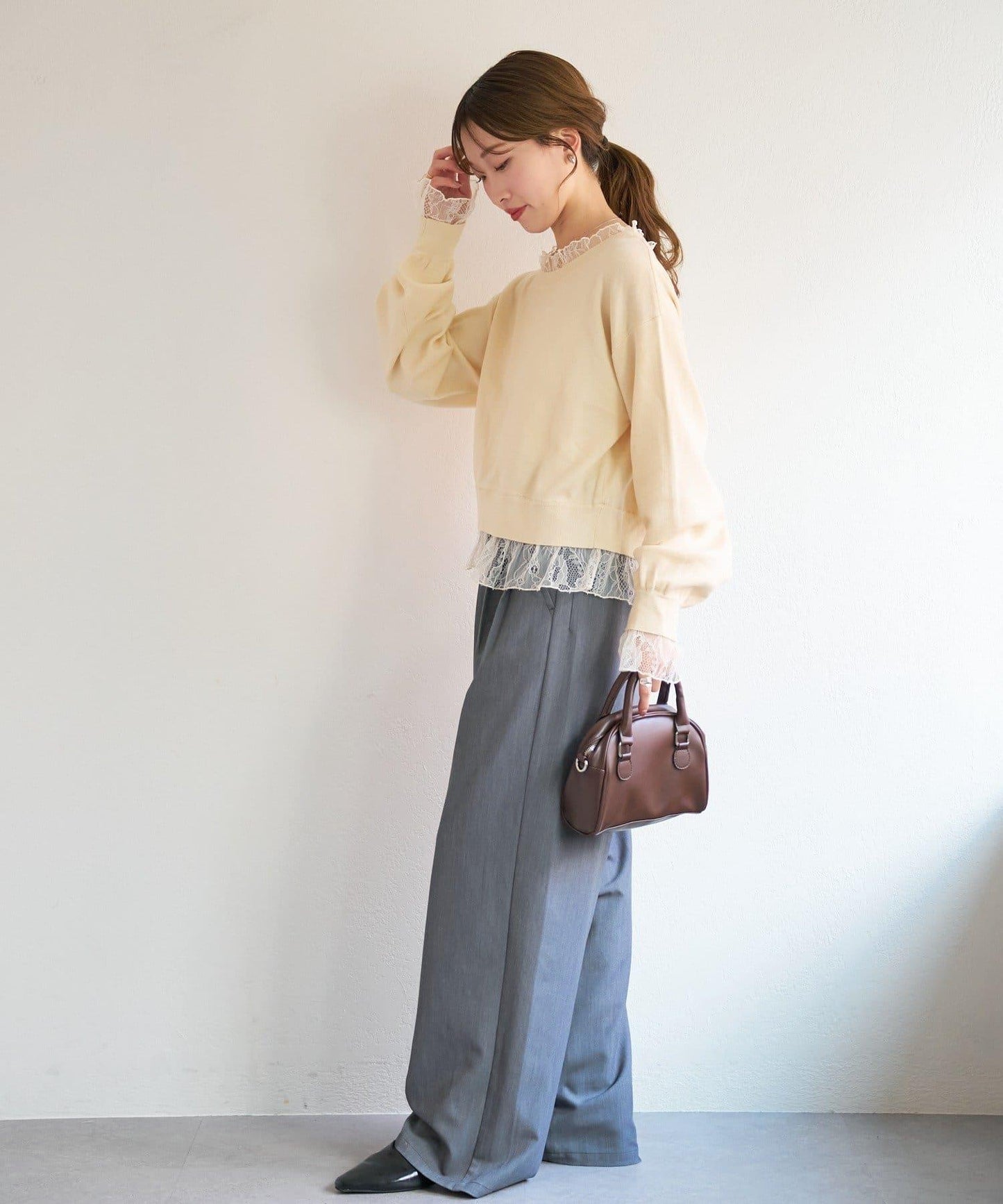 蕾絲拼接 針織上衣 B款