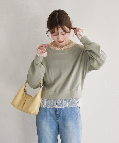 蕾絲拼接 針織上衣 B款