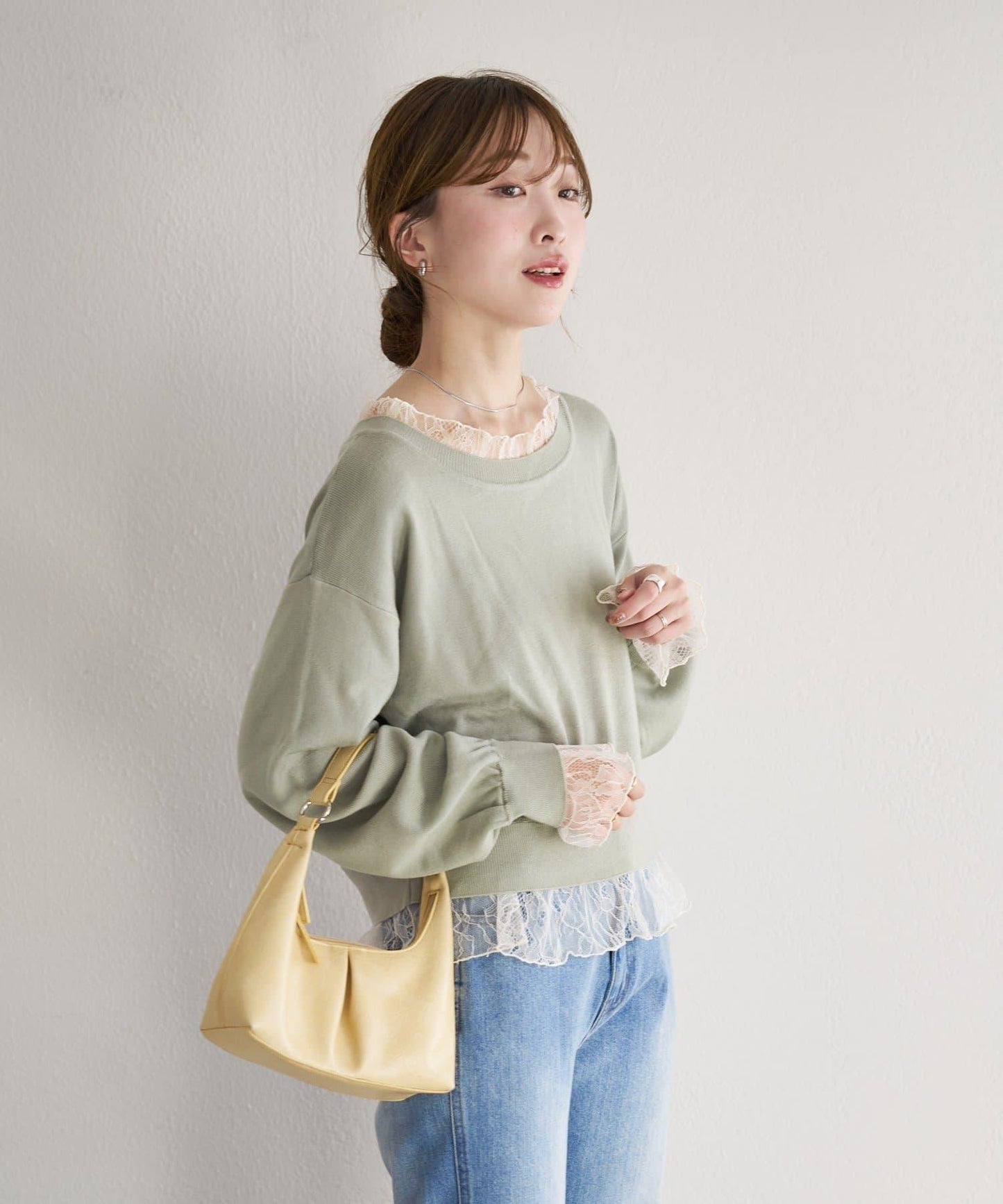 蕾絲拼接 針織上衣 B款