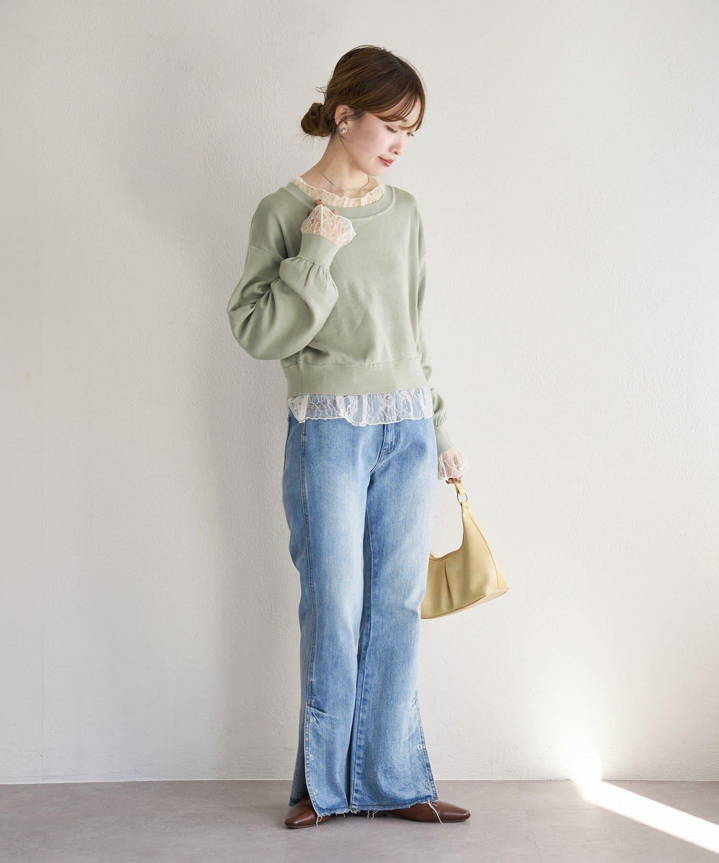 蕾絲拼接 針織上衣 B款