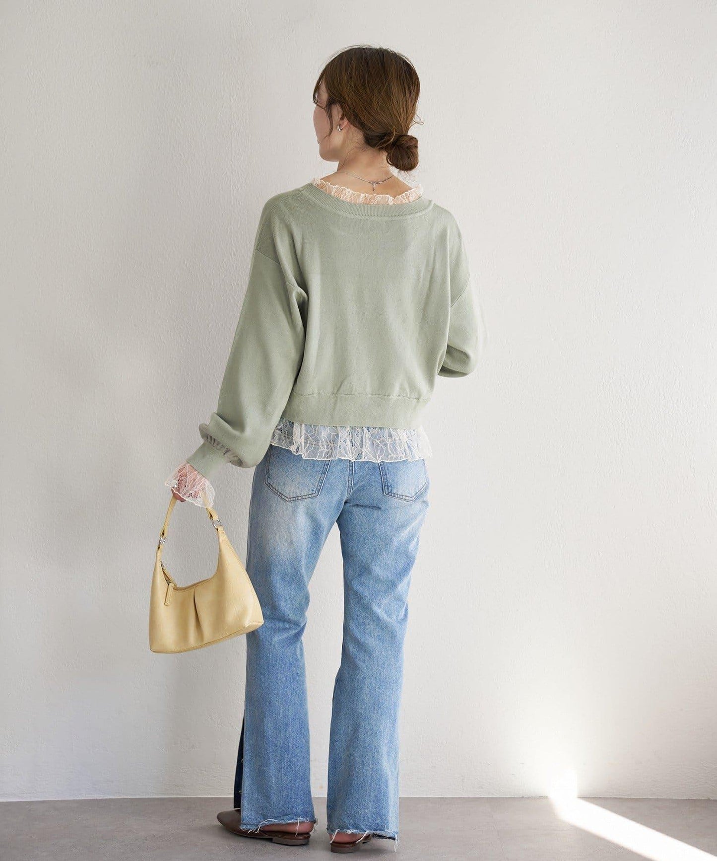 蕾絲拼接 針織上衣 B款